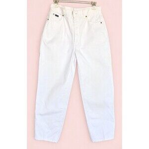Vintage ESCADA Margaretha Ley White High Rise Jeans Gold Italy 42 US 12